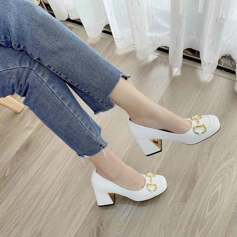Giày cao gót búp bê mũi vuông khóa CG-0580