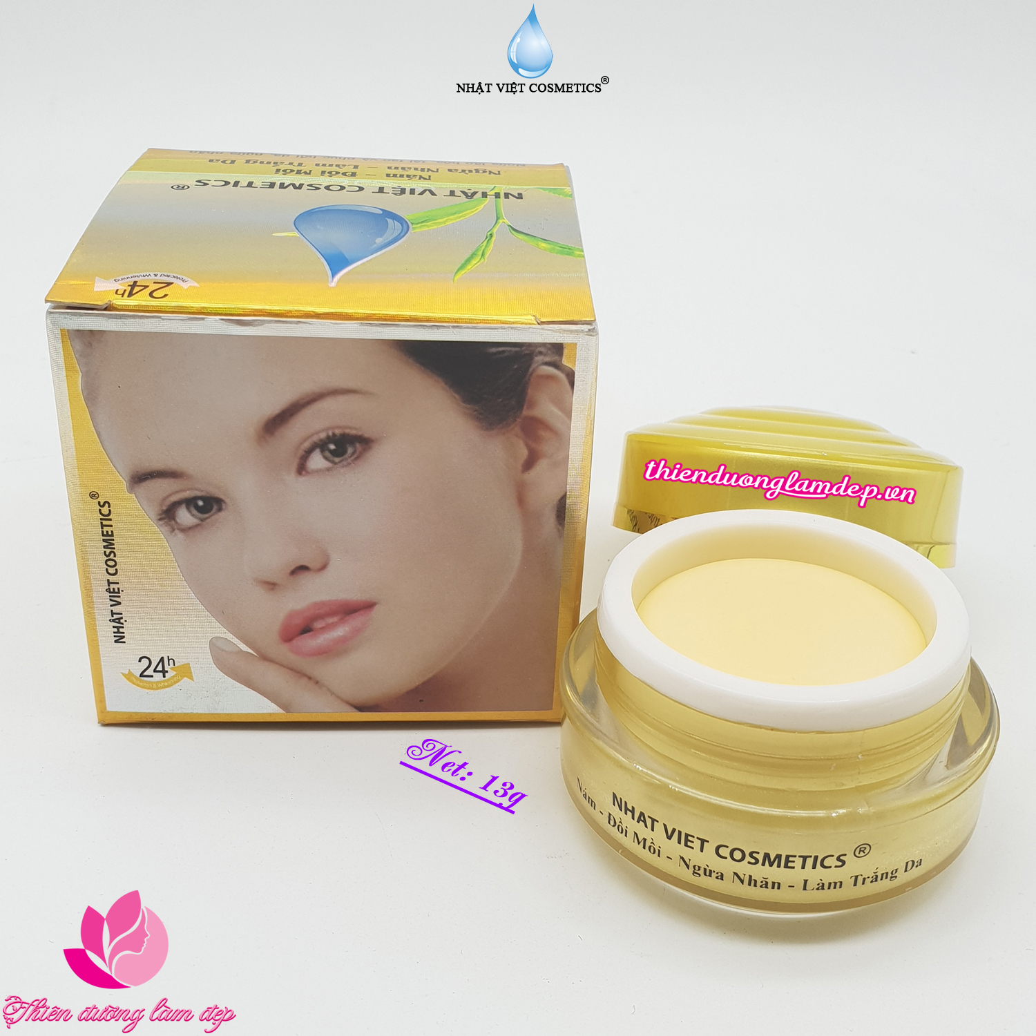 Kem Nám, Đồi mồi, Ngừa nhăn, Làm trắng da Trà xanh và Serum NHẬT VIỆT COSMETICS 13g