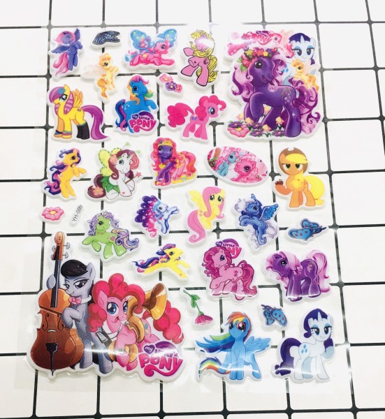 Bảng Sticker hình dán Pony, Hello Kitty Nổi 3D