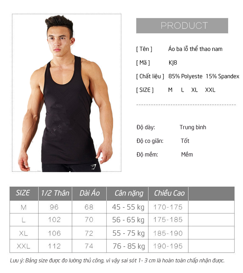 Áo ba lỗ thể thao nam KJ8