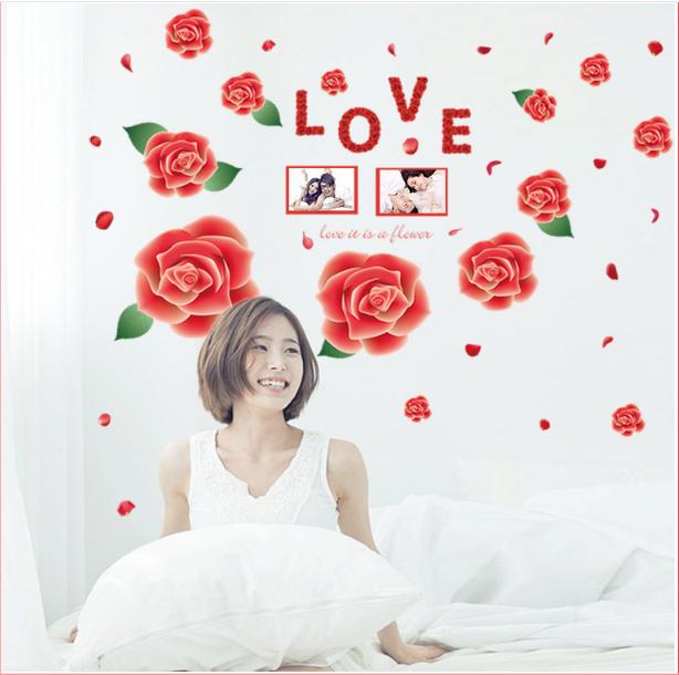 Decal trang trí tường - Bông Hoa Hồng đỏ rực lớn