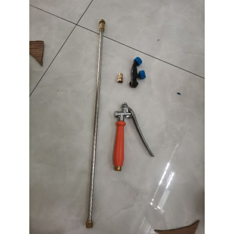 Bộ tay bóp inox+ cần inox 1.2m+ béc phun thuoc, tưới lan, tưới phân, xịt xe dùng ống 8 10 12mm
