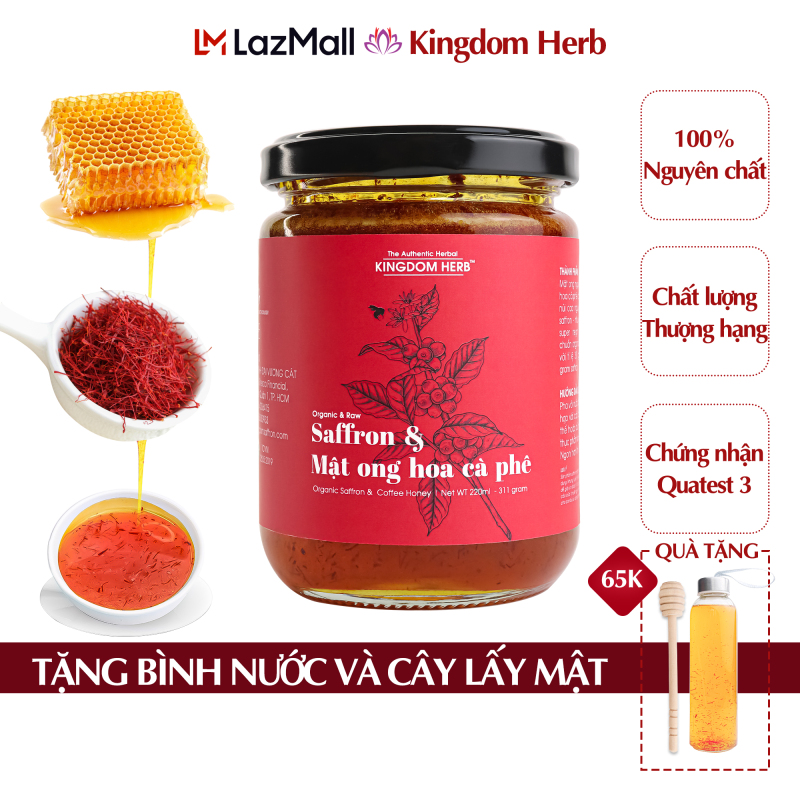 Saffron mật ong Kingdom Herb chính hãng hộp 311g, nhụy hoa nghệ tây mật ong thượng hạng nguyên chất 100%
