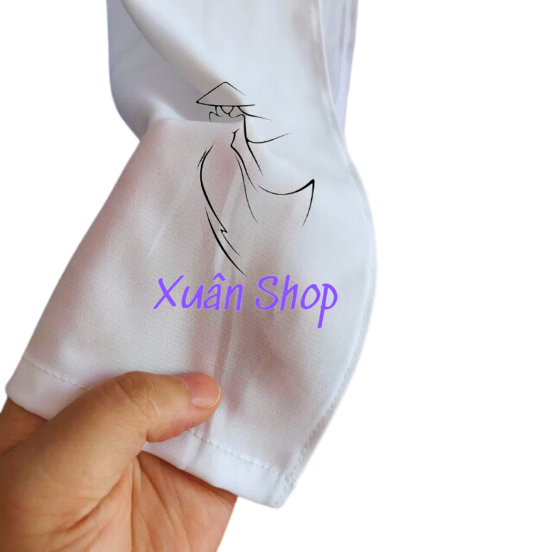 Áo dài trắng Sứ học sinh cổ Vuông 02 tà LỤA NHẬT/ áo dài nữ sinh / áo dài học sinh cấp 3 / áo dài truyền thống