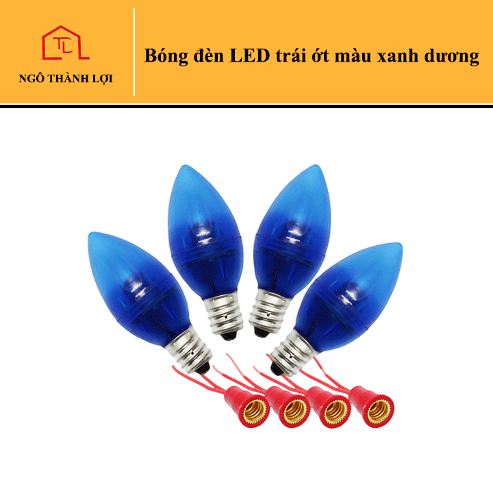 Bóng đèn LED trái ớt màu trắng / đỏ / vàng / xanh dương (vĩ 2 cái) - Bóng đèn LED