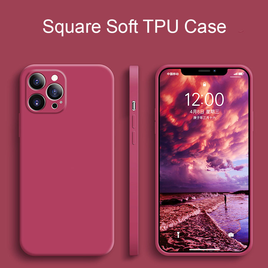 Ốp Lưng Silicon Mềm Mờ Vuông Cạnh Hình Cho iPhone 15 Pro Max 14 13 Pro Max 12 Mini 11 X XS XR 8 7 6 6s Plus SE 2020 SE3 2022 Ốp Điện Thoại Bảo Vệ Camera Sau