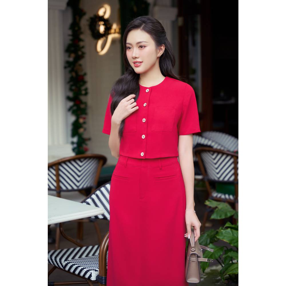 Chân váy midi A tuyết nhung Maybi