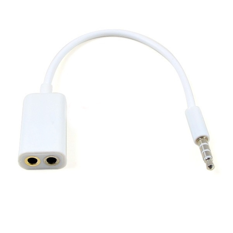 Jack chia cổng tai nghe 3.5mm 1 ra 2 (Trắng)