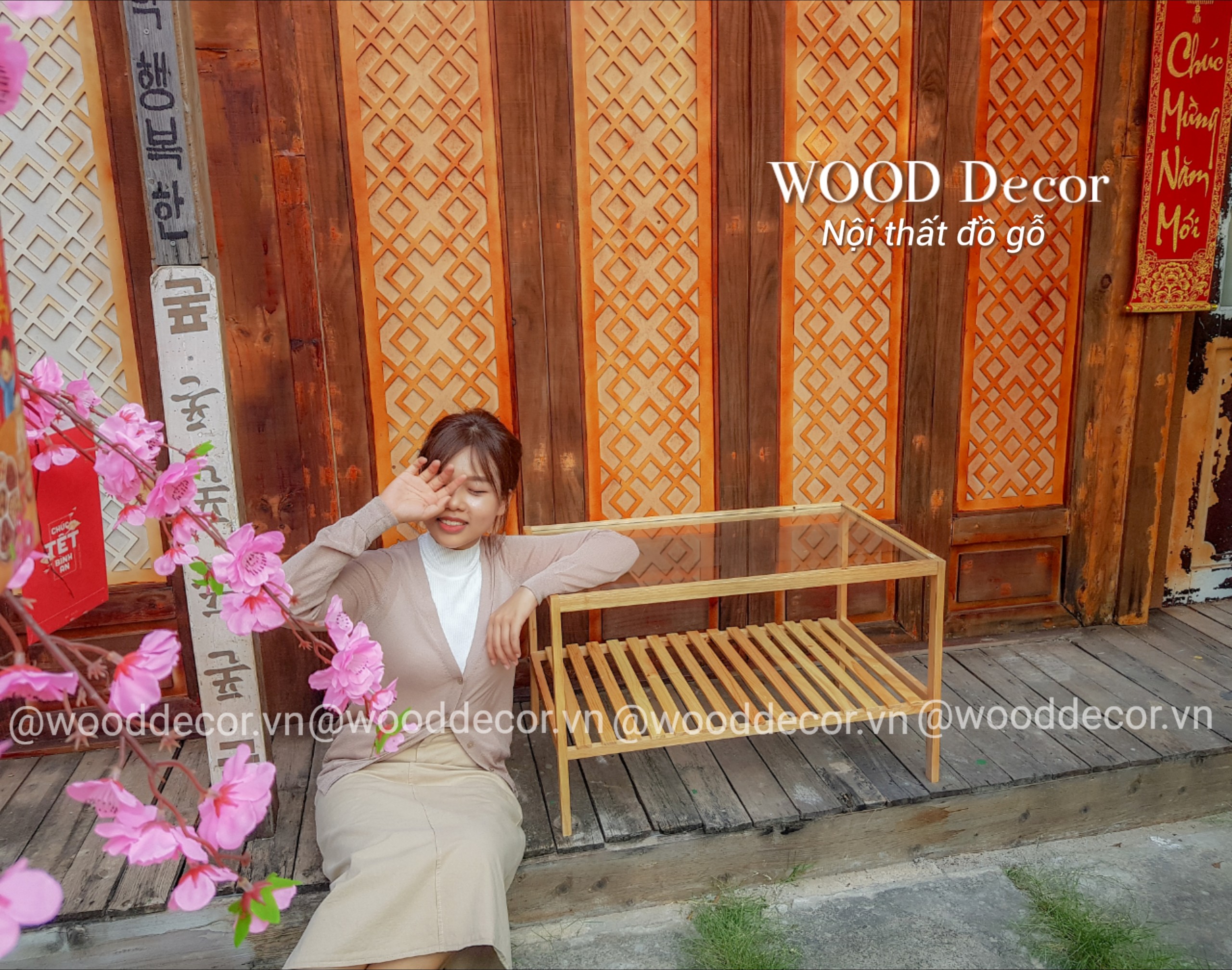 Bàn Sofa gỗ mặt kính