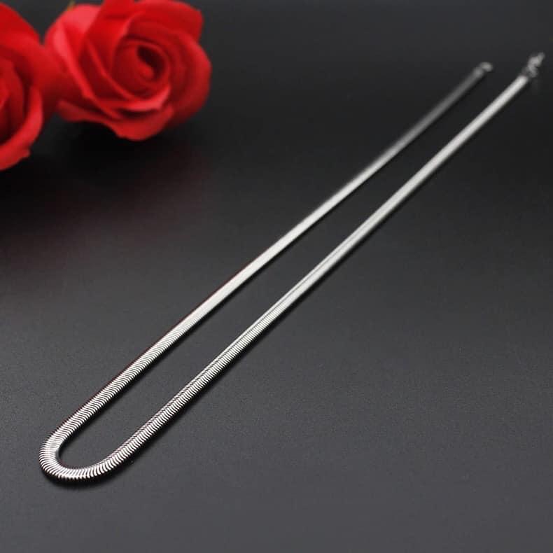 Dây chuyền titan dẹp da rắn 3MM 45cm D19 vòng cổ dây mì titan