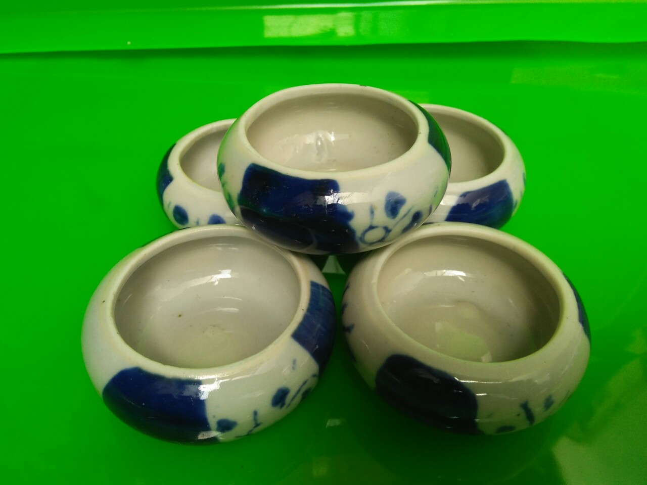 Combo 5 Cóng sứ đựng sâu cho chim men đẹp cao cấp