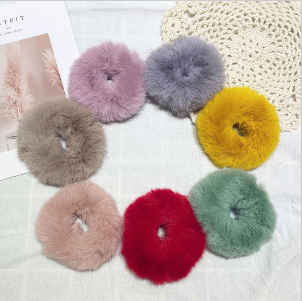 Scrunchies Vải Lông Mềm Nhiều Màu