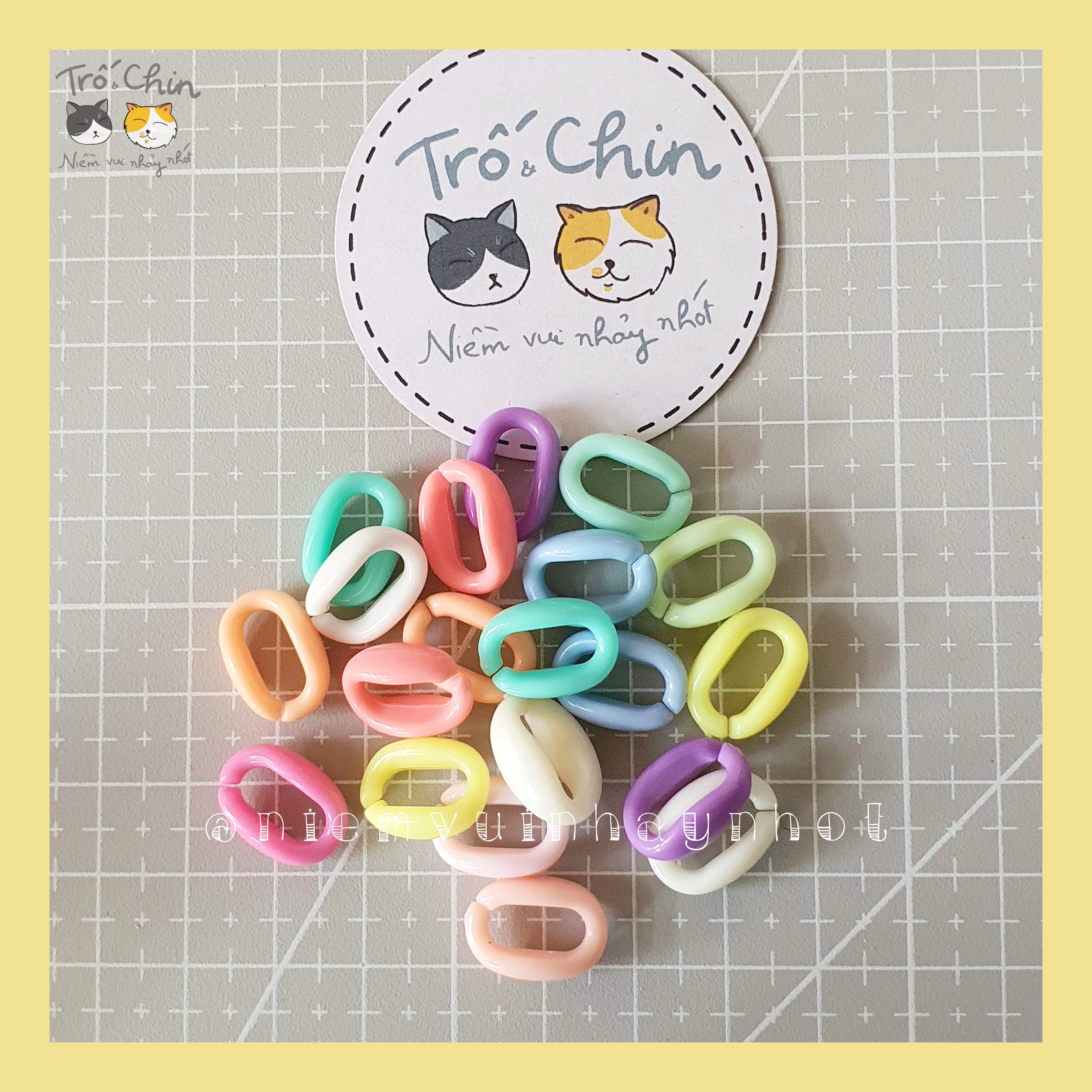 Set 10 mắt xích Chubby sò úp màu pastel size 16*11mm (chọn màu)