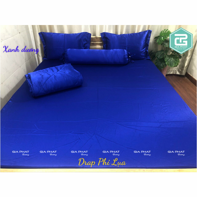 Bộ ga gối, Ga trải giường Phi lụa cao cấp 5 món ( 1 ga + 1 mền + 2 vỏ gối nằm + 1 vỏ gối ôm )