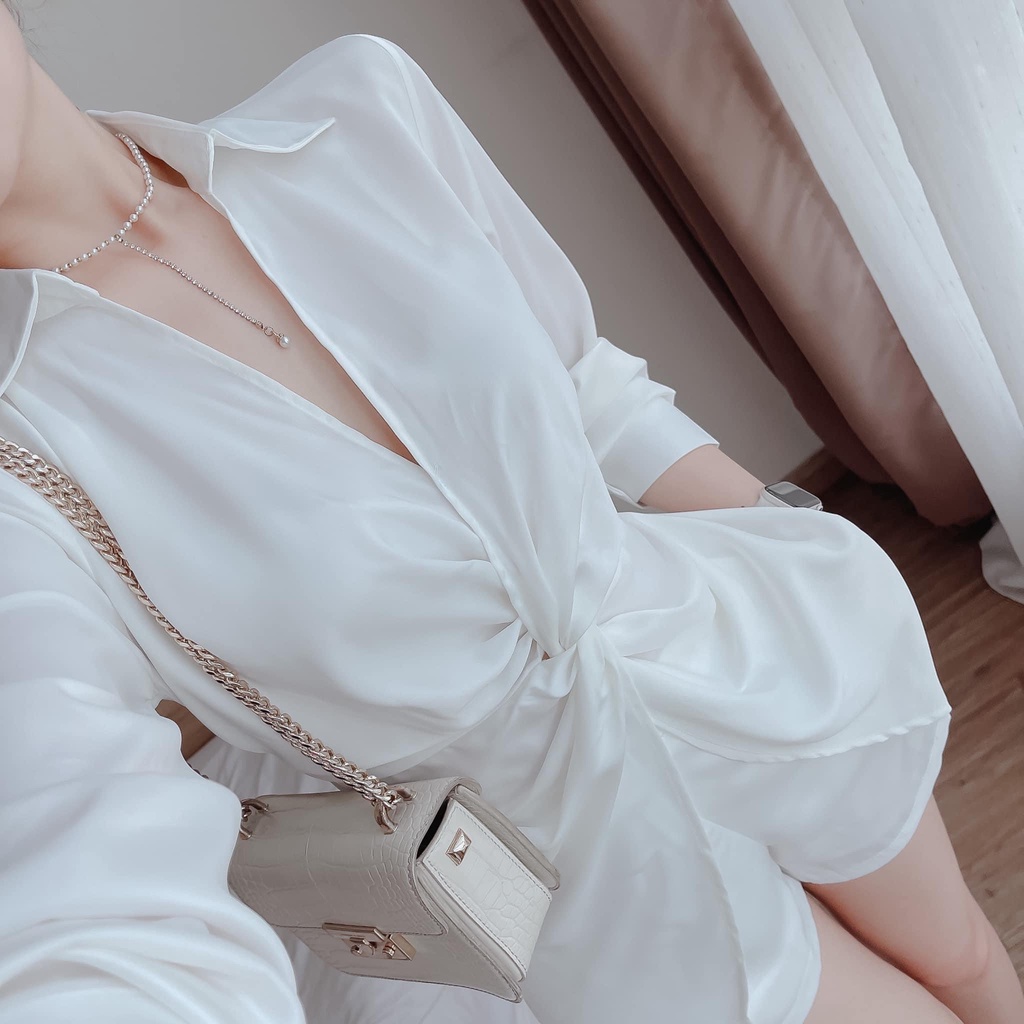 [Nhập LAZFASHION32 - giảm 60K] Set Bộ Sơ Mi Nhúm Xoắn Eo SV48