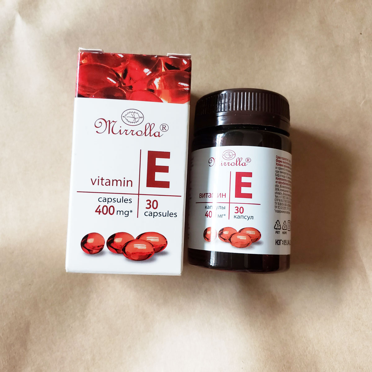 Vitamin E Đỏ của Nga Mirrolla 400mg Giúp Trẻ Đẹp Da