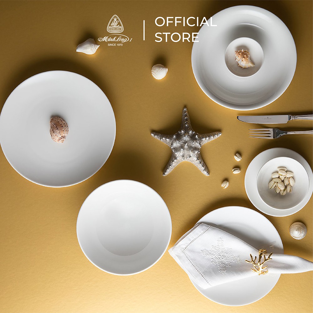 Tô, Chén, Dĩa Sứ Cao Cấp Minh Long - Daisy - Trắng