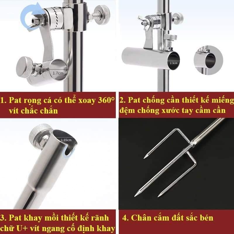 Tháp câu đài chống gác cần, rọng cá, khay mồi