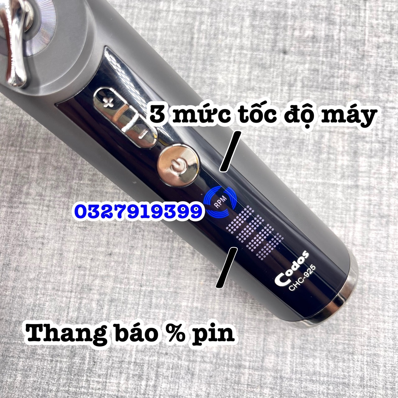 CODOS Tông đơ cắt tóc CODOS 925 cao cấp hàng chính hãng, pin Li-ion 2200mAh, 3 mức tốc độ, màn hình LCD, lưỡi titan sắc bén, thời gian sử dụng 240 phút