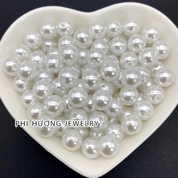 Hạt trai màu trắng, màu kem có lỗ 2-2.5-3-4-5-6-8-10-12-14mm