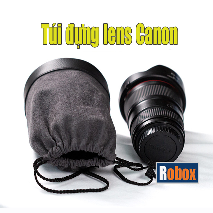 Túi đựng lens Canon đựng ống kính da phối vải cao cấp