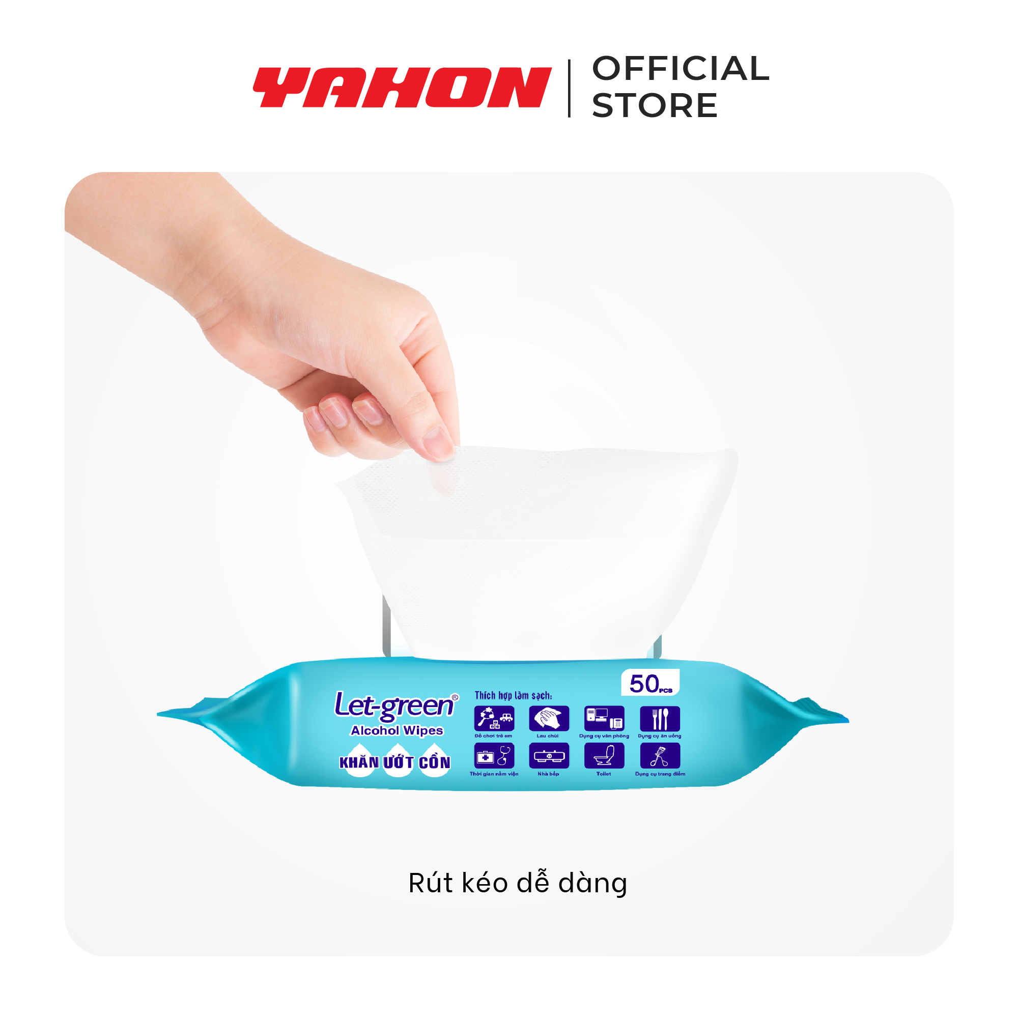 Khăn Ướt Cồn LET-GREEN 50 Miếng/Bao