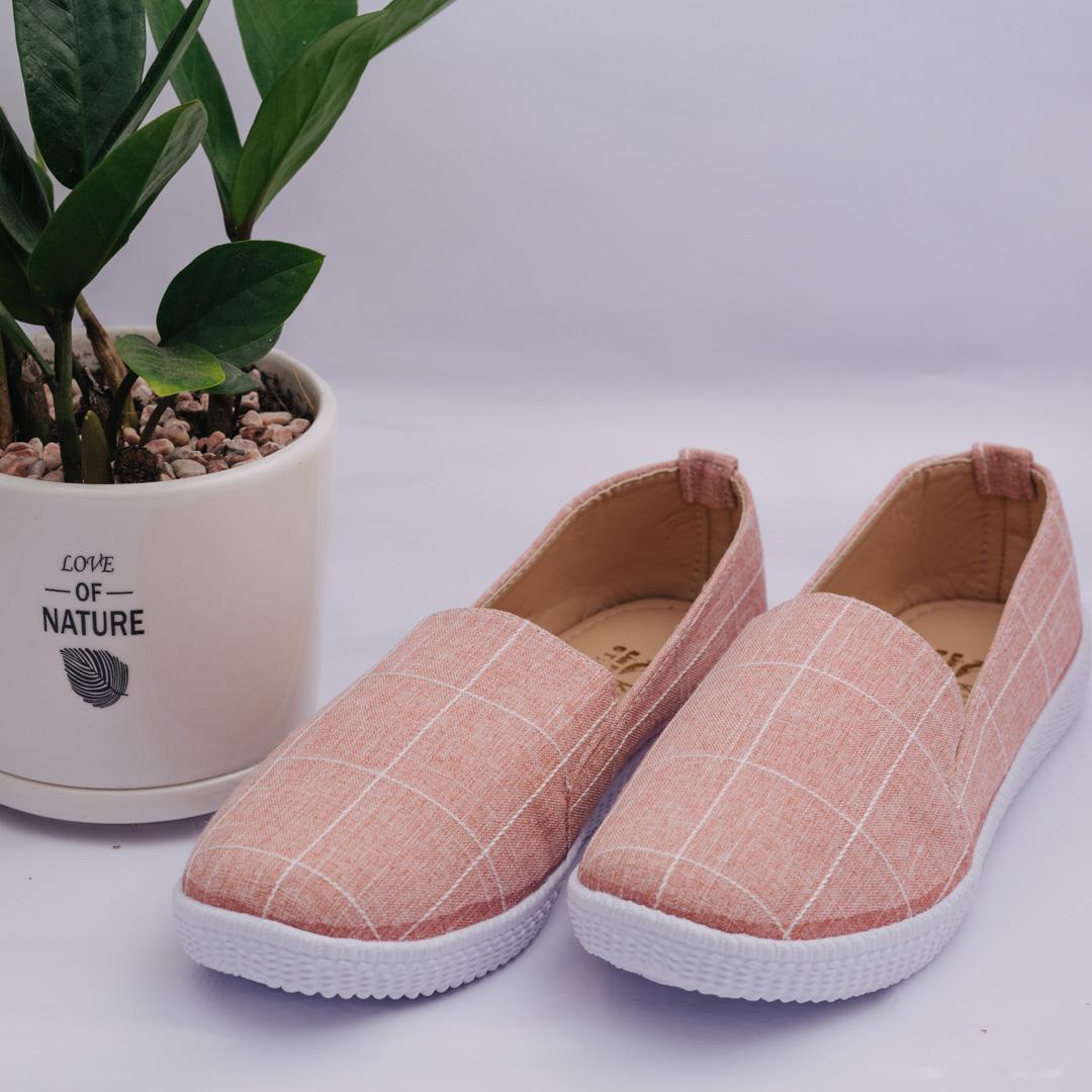 [HCM]GIÀY LƯỜI NỮ Ô VUÔNG MÀU HỒNG