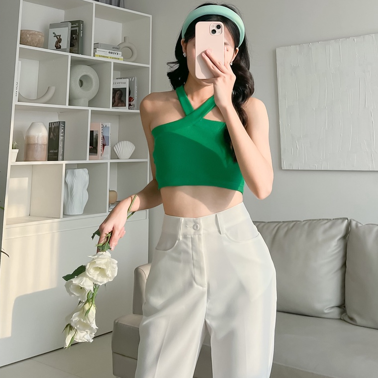 Áo Croptop Bunny Tank Top cổ chéo Miều Est.2013