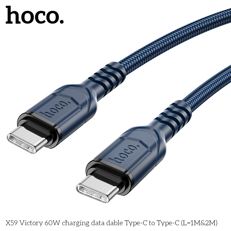 Cáp sạc dây dù Hoco X59 TypeC to TypeC 60W / TypeC to Lightning 20W dài 1M (Màu Random) - Nhất Tín Computer