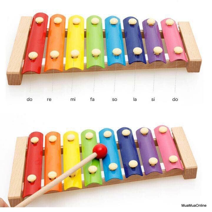 Đồ Chơi Đàn Gỗ 8 Thanh Cho Bé + 2 Thanh Gõ