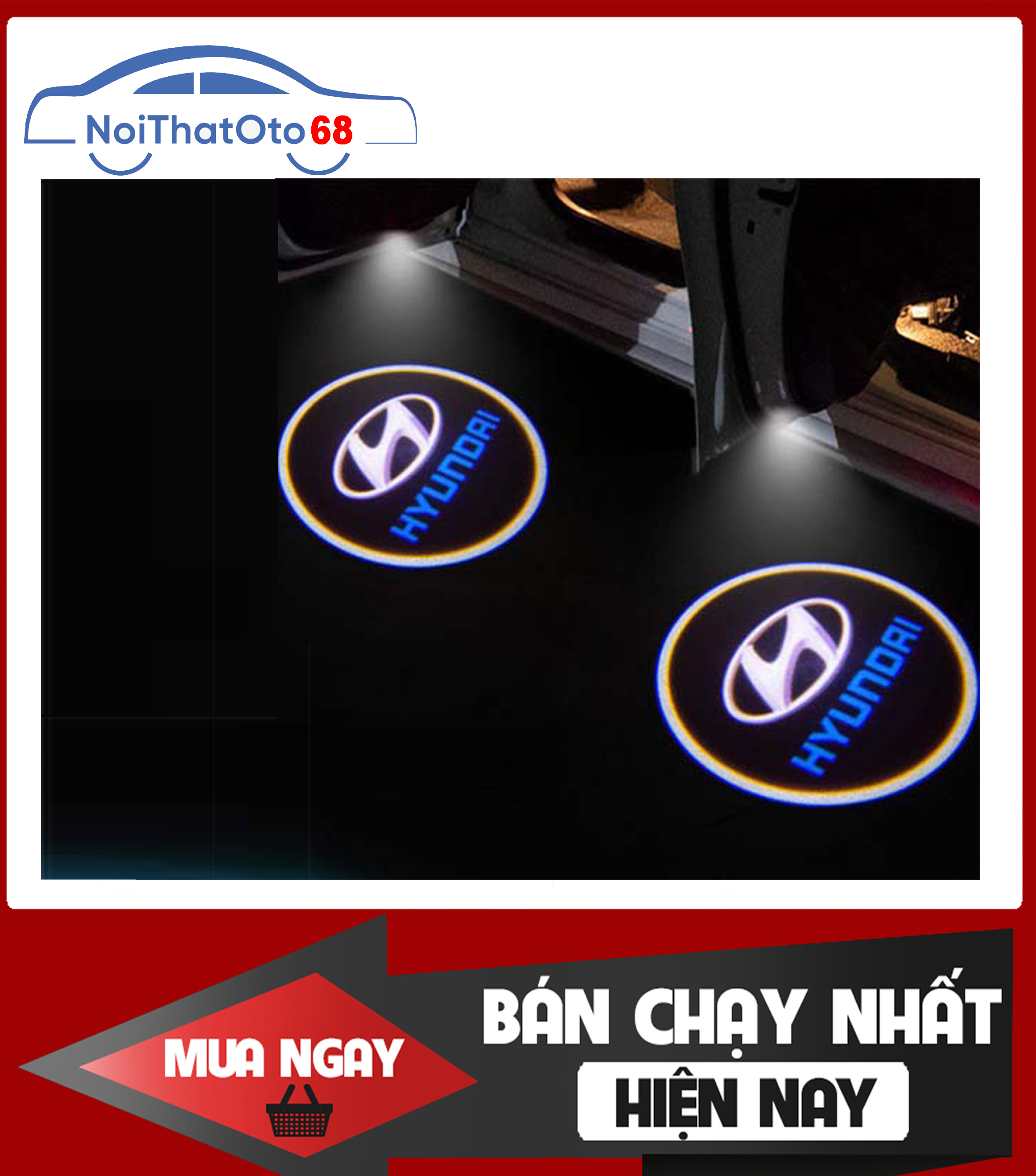 Đèn cảnh báo mở cửa chiếu Logo, thương hiệu HUYNDAI