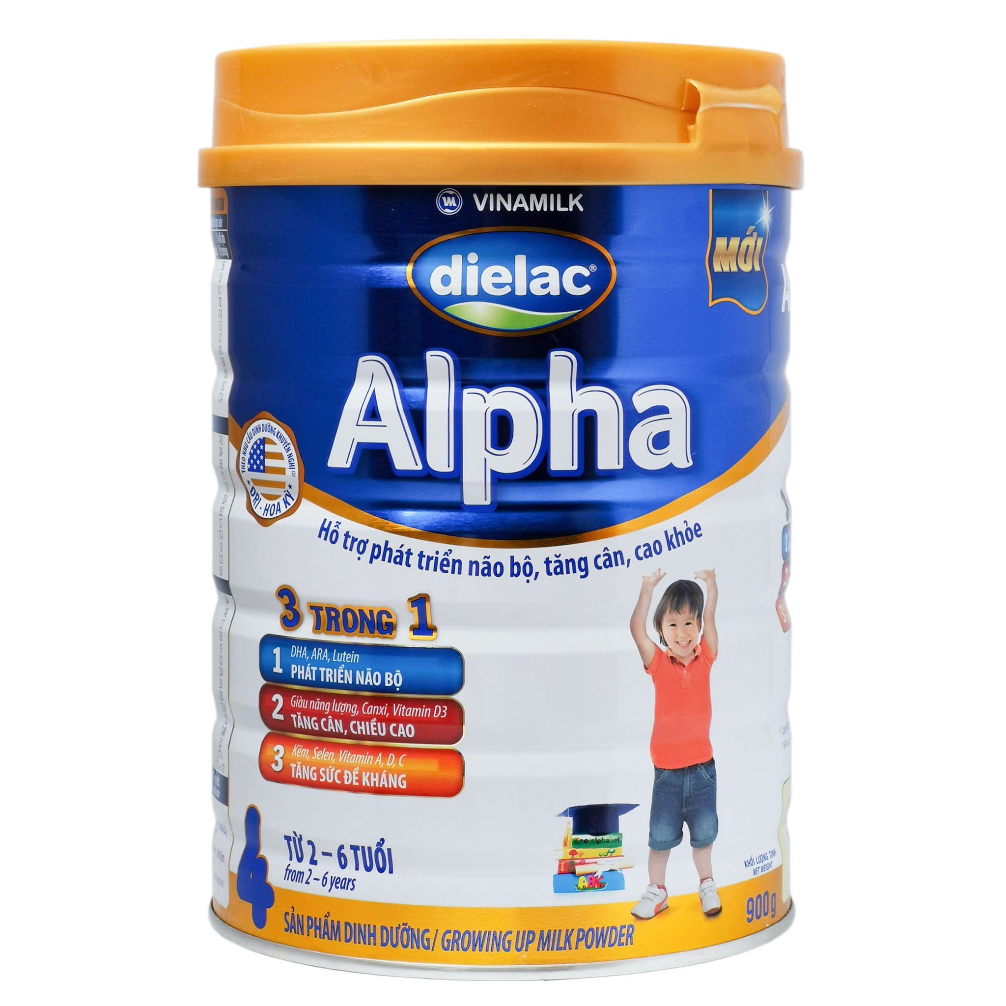 Sữa Bột Vinamilk Dielac Alpha 4 - Hộp 900g (Cho trẻ từ 2~6 tuổi)