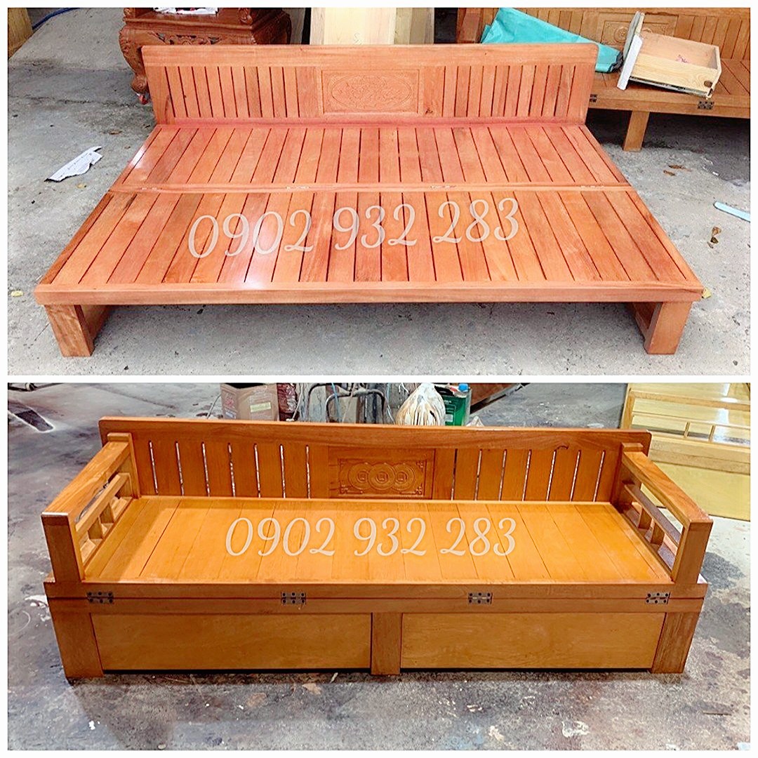 Sofa giường - giường gấp gỗ sồi cau