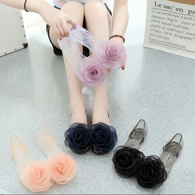 [HCM]Giày nhựa nơ hoa hồng chọn lùi 1 size