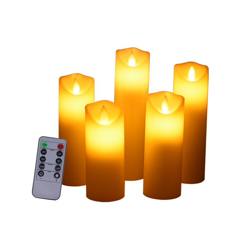 Bộ 5 cây nến điện tử trang trí đèn Led ( có ngọn lắc lư như thật tặng kèm 1 điều khiển từ xa)