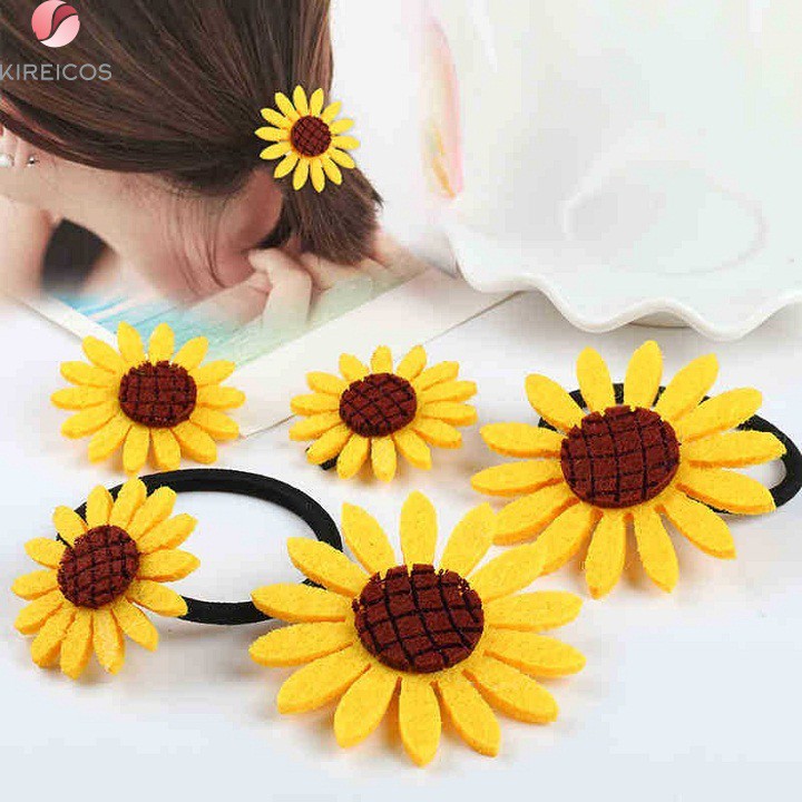 Set 3 dây cột tóc buộc tóc hoa hướng dương nhiều size