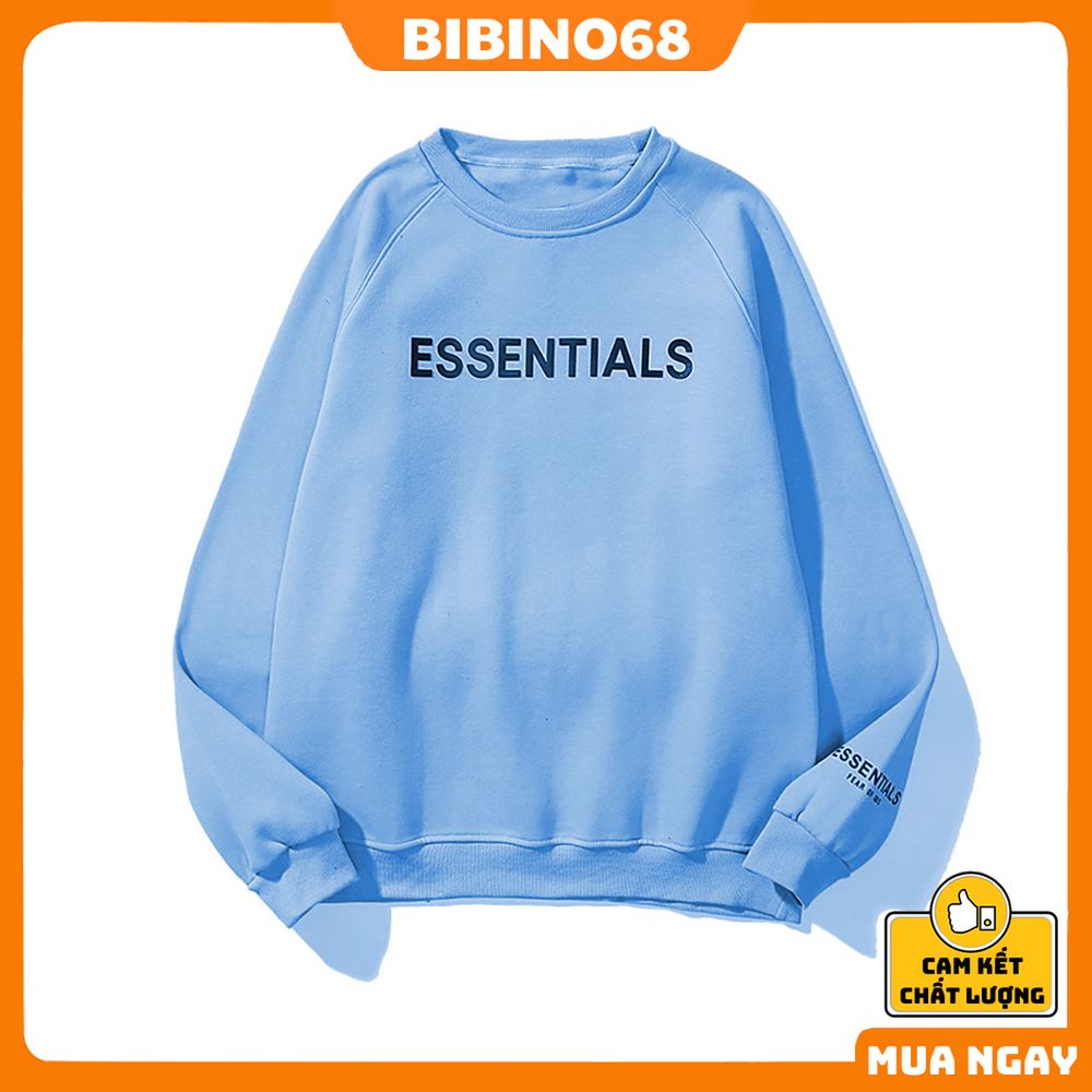 Áo sweater essentials nam nữ form rộng vải nỉ mềm mịn cao cấp dày dặn ấm áp dài tay cổ tròn unisex phong cách hàn quốc chính hãng BIBINO68