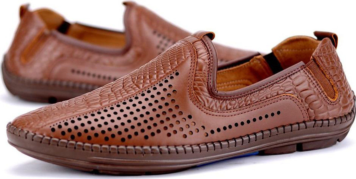 Giày Lười Nam Da Bò Cao Cấp Udany Đục Lỗ Siêu Thoáng Khí Chống Hôi Chân - Gln016