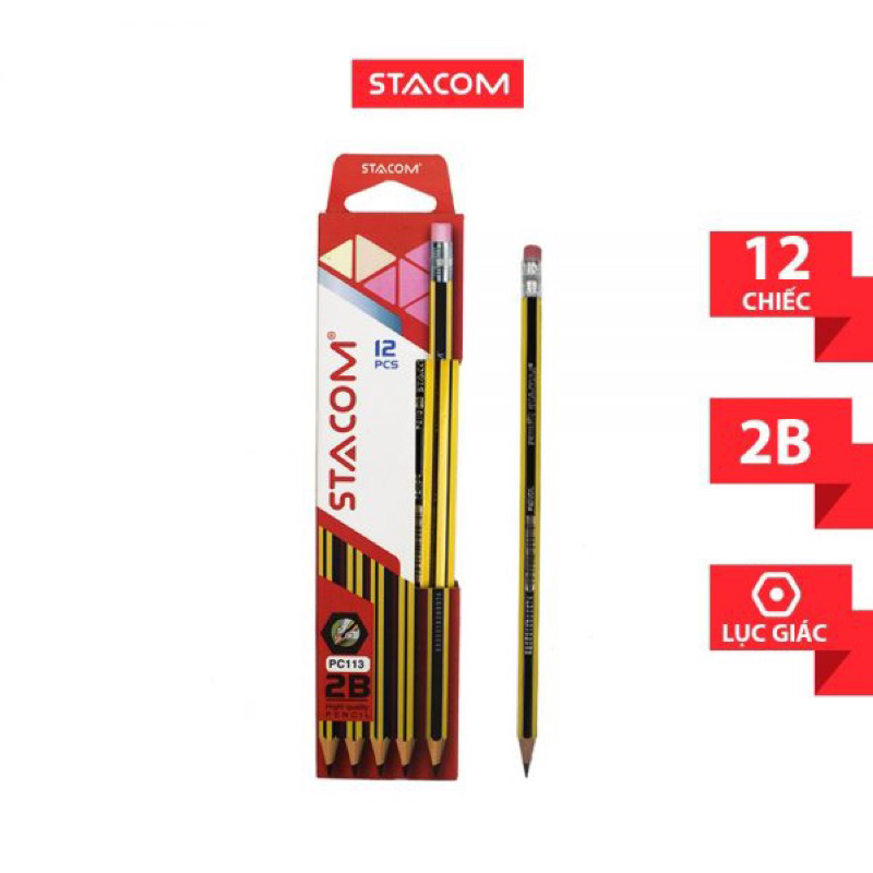 1 cây bút chì gỗ stacom pc113 2b