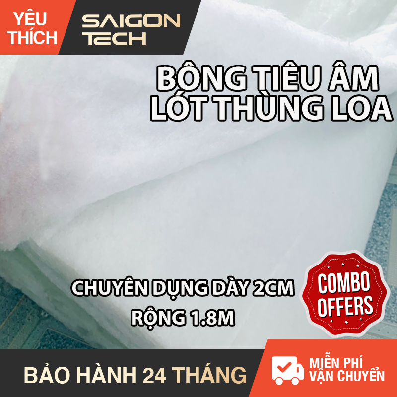 [PHỤ KIỆN LOA THÙNG] Bông tiêu âm lót thùng loa chuyên dụng, loại dày 2cm, khổ 1.8m x 0.5m - 1m - Giúp lọc tạp âm, tiêu âm dư thừa - Khiến âm thanh trong trẻo hơn - Phụ kiện loa thùng - Saigon Technology
