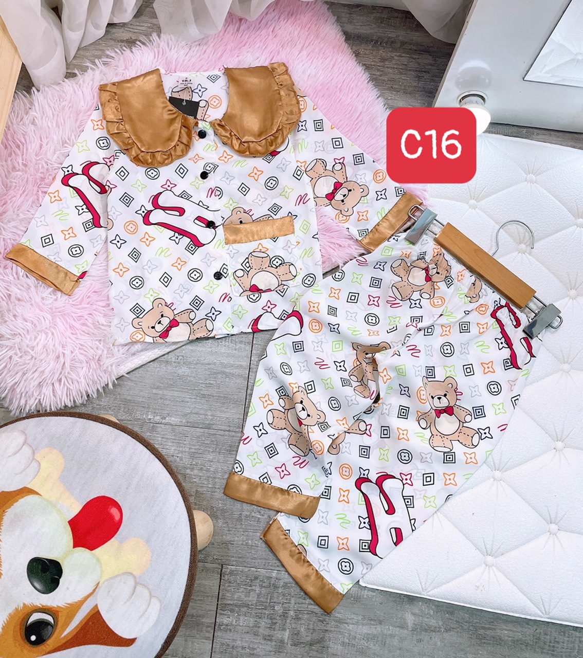 Bộ pijama lụa mango cho bé 10-21kg