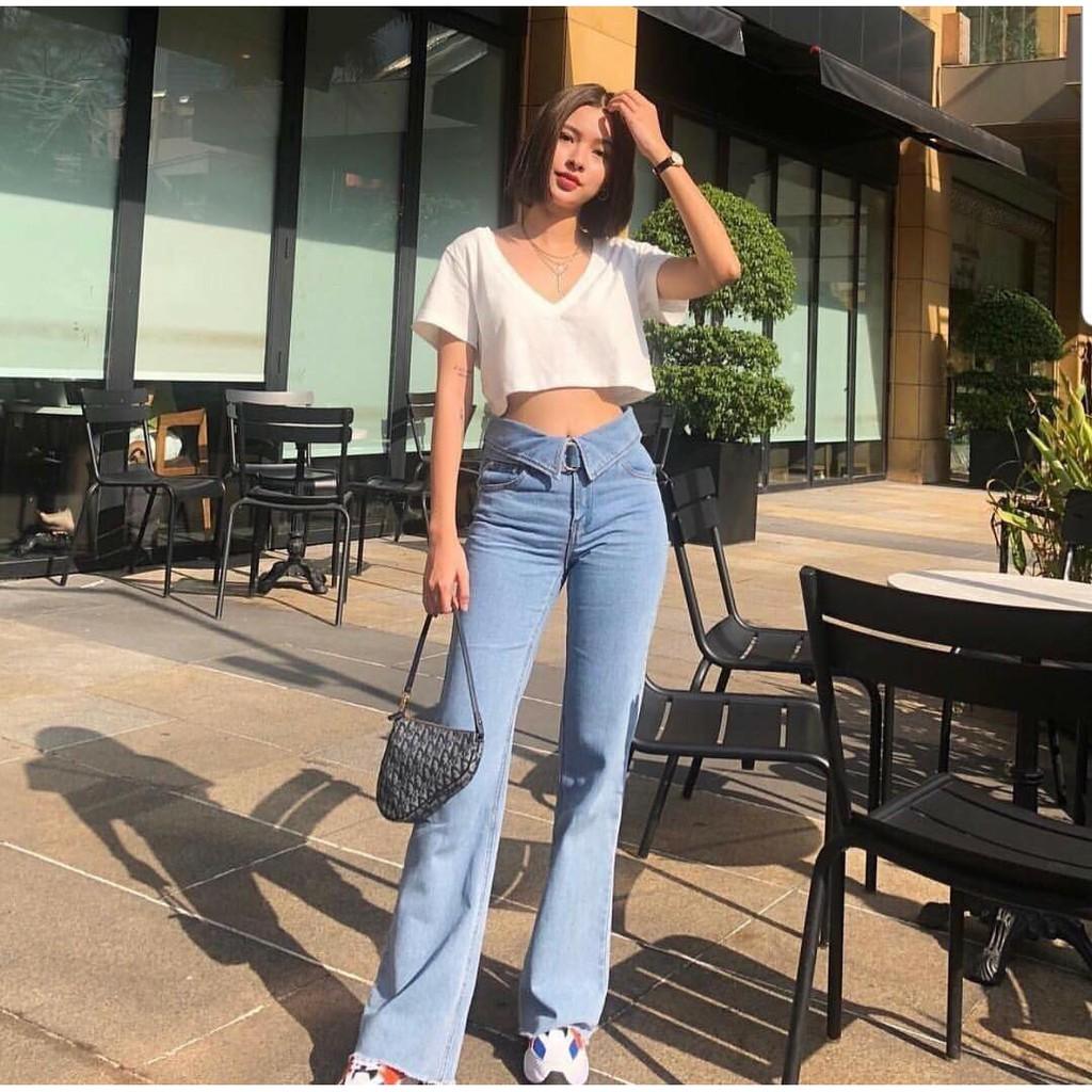 Áo croptop cổ tim KAN1802