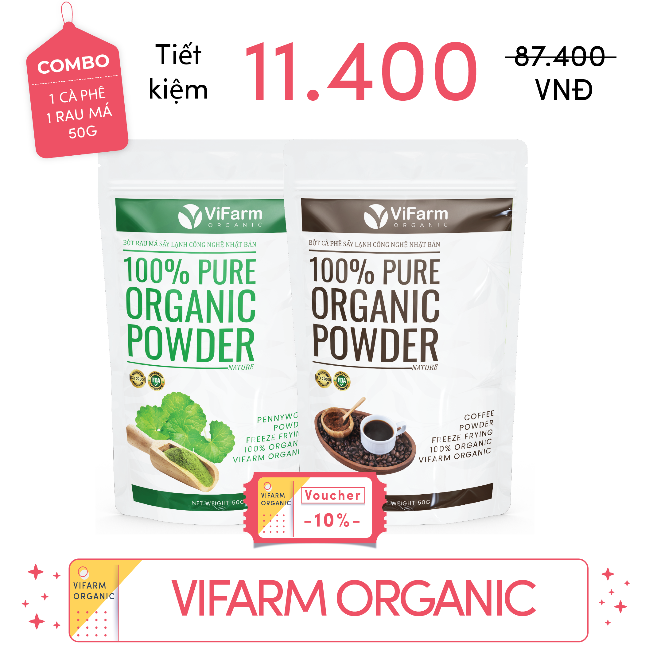 Bột Cà Phê Nguyên Chất ViFarm 50g