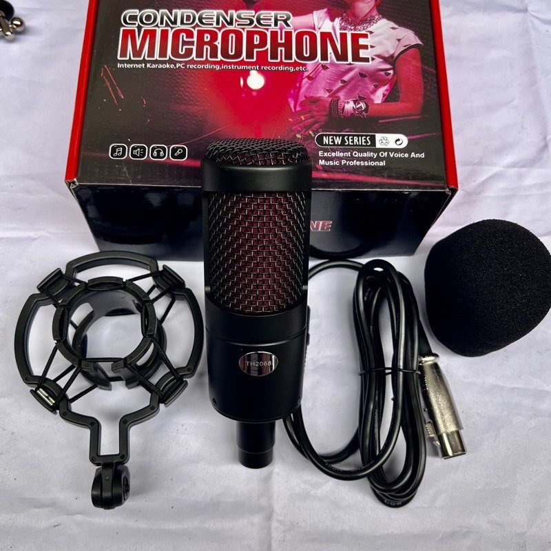 Combo bộ thu âm micro th2068 + sound card k300 plus 2022 có tai nghe chân kẹp màng lọc bảo hành 1 năm