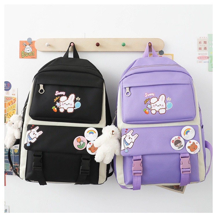 Balo Set 4 Món Đi Học Đi Chơi Thời Trang Thỏ Cụp