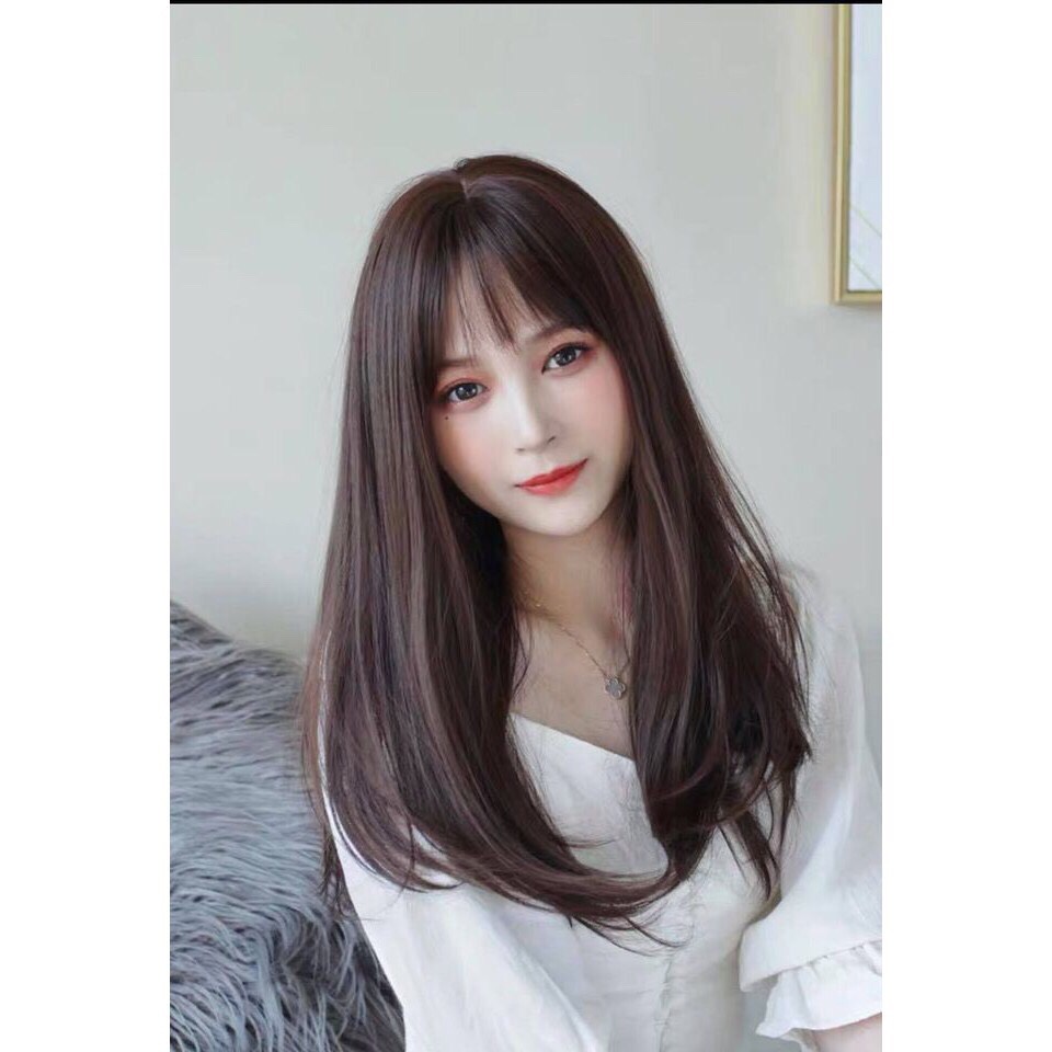 Tóc giả nữ cả đầu ❤️ Tóc giả nguyên đầu cụp dài 40cm