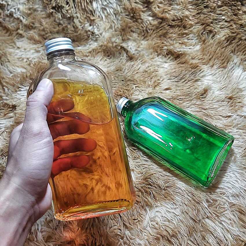 Chai Thủy Tinh Dẹp 500ML (combo 2 cái) vuông vát vai kiểu dẹt nắp nhôm - Vỏ Chai Thủy Tinh Dẹt - Chai Thủy Tinh 500ML - Bình Thủy Tinh Dẹp