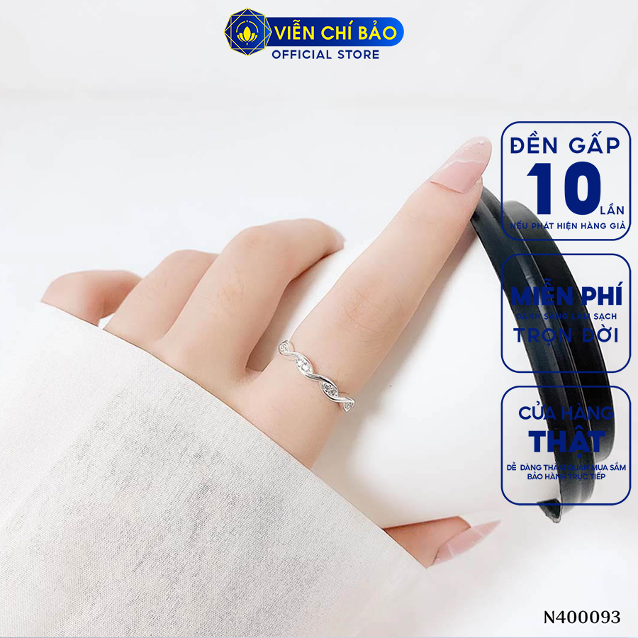 Nhẫn bạc nữ vô cực đính đá chất liệu bạc 925 thời trang phụ kiện trang sức Viễn Chí Bảo N400093