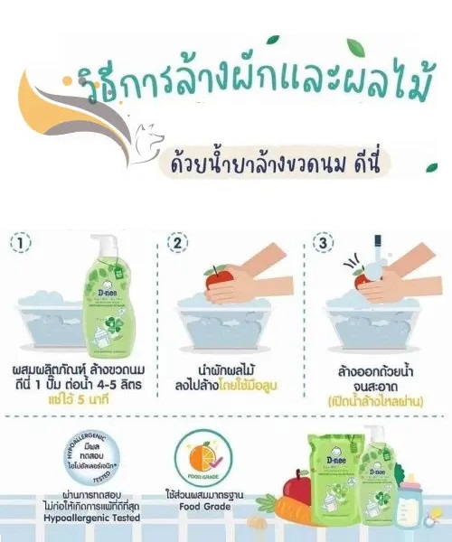 Nước rửa bình sữa Dnee Organic dạng túi 600ml
