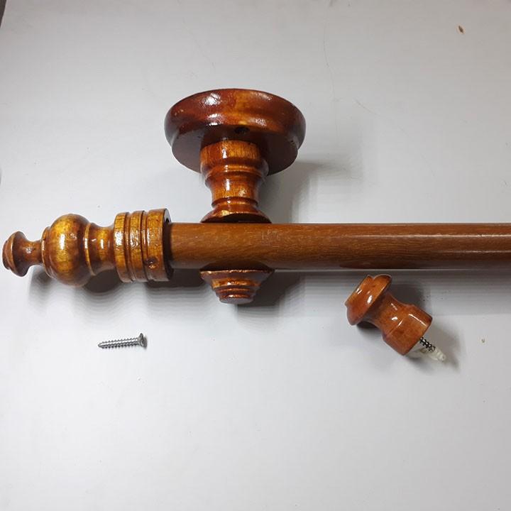 [HCM]Thanh treo rèm cửa Gỗ cao cấp Đầy đủ phụ kiện (Hai đầu + bộ bát đỡ) Màu gỗ tự nhiên - Nhiều kích thước để chọn (Ngọc Đức)